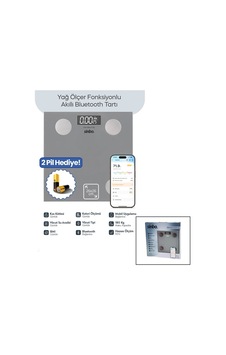 Gri Yağ Ölçer Akıllı Bluetooth Cam Baskül Pilli 180kg/50gr 26x26cm 8-kişi Hafıza Lcd Ekran Gösterg Gri Yağ Ölçer Akıllı Bluetooth Cam Baskül Pilli 180kg/50gr 26x26cm 8-kişi Hafıza Lcd Ekran Gösterg