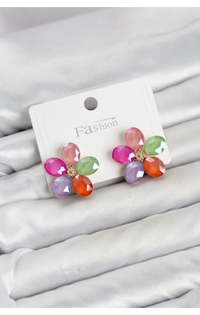 Mey Najmaddin Karışık Renk Kristal Taşlı Çiçek Model Kadın Küpe Najmaddin Çok Renkli 49876418