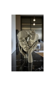 3d Aşık Yüzler Bronze Yeşil Dekoratif Heykel