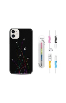 Apple Uyumlu iPhone 13 Kılıf Kablo Koruyuculu Line Planet 1736 Apple Uyumlu iPhone 13 Kılıf Kablo Koruyuculu Line Planet 1736