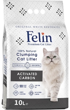 Felin Aktif Karbonlu Topaklaşan İnce Bentonit Kedi Kumu 10 L