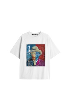 Kalic Studio Unisex Van Gogh Baskılı Oversize Tshirt Beyaz-98 Kalic Studio Unisex Van Gogh Baskılı Oversize Tshirt Beyaz-98
