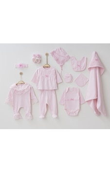 Buse&Eylül Bebe Pembe Güpürlü 10 Parça Kız Bebek Hastane Çıkışı Takımı - Pembe Buse&Eylül Bebe Pembe Güpürlü 10 Parça Kız Bebek Hastane Çıkışı Takımı - Pembe