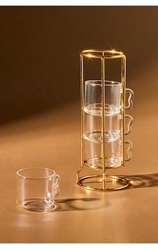 Karaca Kendal 4 Kişilik Standlı Kahve Fincanı 90 Ml Gold