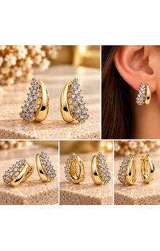 Paslanmaz Çelik Altın İşçiliği Küpe Gold Paslanmaz Çelik Altın İşçiliği Küpe Gold