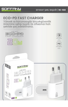Soffany Ec-022 Eco-pd 20w Süper Hızlı Şarj Adaptörü - Lisinya Beyaz Soffany Ec-022 Eco-pd 20w Süper Hızlı Şarj Adaptörü - Lisinya Beyaz