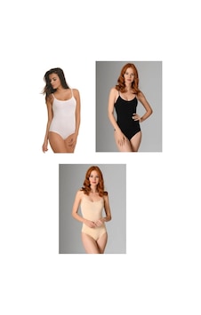 NBB 3'lü Paket Kadın İp Askılı Pamuklu Likralı Çıtçıtlı Body 001