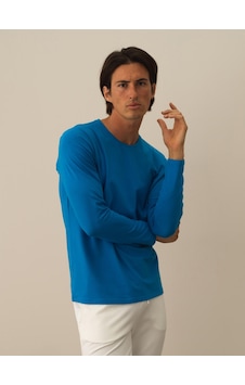 Xint Mavi Modal Dokulu Slim Fit Uzun Kollu Tişört 502039 Xint Mavi Modal Dokulu Slim Fit Uzun Kollu Tişört 502039