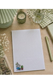 A4 Kareli Saksıda Çiçekli Defter Beyaz - Kırmızı A4 Kareli Saksıda Çiçekli Defter Beyaz - Kırmızı