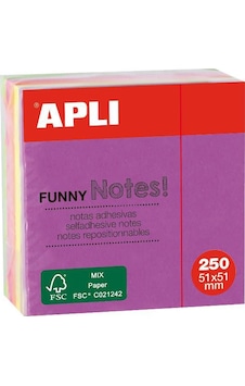 Apli 11596 Yapışkanlı Not Kağıdı 5 Renk 250 YP 50X50mm Apli 11596 Yapışkanlı Not Kağıdı 5 Renk 250 YP 50X50mm