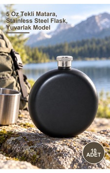 10 Adet Paslanmaz Çelik Yuvarlak Matara 5 Oz Tekli Matara, Stainless Steel Flask, Yuvarlak Model Sarı