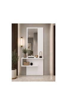 Beyaz Aynalı Raflı Dresuar Beyaz Beyaz Aynalı Raflı Dresuar Beyaz