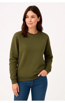 Velmora Fashion Kadın 3 İplik Pamuklu Düz Bisiklet Yaka Sweatshirt - Haki Velmora Fashion Kadın 3 İplik Pamuklu Düz Bisiklet Yaka Sweatshirt - Haki