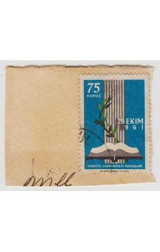 29 Ekim 1961 Zarf Kağıdından Kesilmiş Damgalı Pul. 29 Ekim 1961 Zarf Kağıdından Kesilmiş Damgalı Pul.