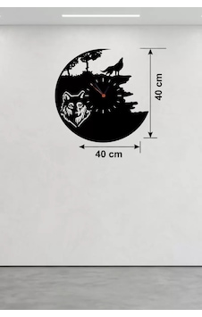 Kurt Temalı Lazer Kesim Ahşap Duvar Saati - 40x40 Cm Dekoratif Çok Renkli Kurt Temalı Lazer Kesim Ahşap Duvar Saati - 40x40 Cm Dekoratif Çok Renkli