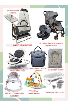 Turhanbebe Bebeğinizin Tüm İhtiyaçları Lüx Bebek Çeyiz Seti Plus Aktifbabynest - Gri