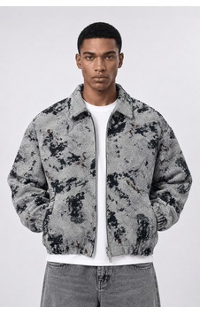 Respire Erkek Jakarlı Oversize Bomber Ceket Gri