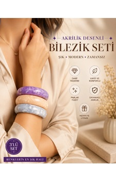 Dofix 3'lü Akrilik Bilezik Seti Geniş Krem - Gri - Lila Dofix 3'lü Akrilik Bilezik Seti Geniş Krem - Gri - Lila