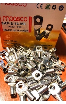 Maasco Skp E Tipi (Bakir Pabuç) 16 MM M8 Kablo Göre 100 Adet Maasco Skp E Tipi (Bakir Pabuç) 16 MM M8 Kablo Göre 100 Adet