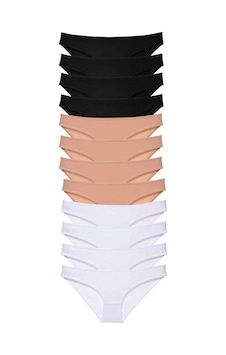 12 Adet Süper Eko Set Likralı Kadın Slip Külot Siyah Ten Beyaz Mudanis Standart 12 Adet Süper Eko Set Likralı Kadın Slip Külot Siyah Ten Beyaz Mudanis Standart