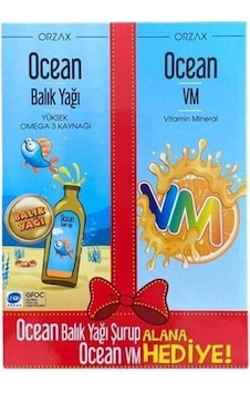 Ocean Portakal Aromalı Balık Yağı 150 ML + Ocean Vm Portakal Aromalı 150 ML Ocean Portakal Aromalı Balık Yağı 150 ML + Ocean Vm Portakal Aromalı 150 ML