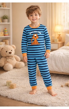 Koza İç Giyim Erkek Çocuk Pamuklu Baskılı Uzun Kollu Uzun Alt Pijama Takımı Kc30104 Lacivert - Turuncu Koza İç Giyim Erkek Çocuk Pamuklu Baskılı Uzun Kollu Uzun Alt Pijama Takımı Kc30104 Lacivert - Turuncu