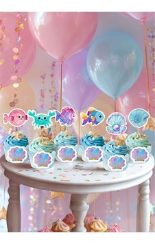 Deniz Canlıları Temalı Cupcake Süsü 12 Li