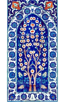 Can Seramik - 60x120 CM El Dekoru Kütahya Çini Pano Can Seramik - 60x120 CM El Dekoru Kütahya Çini Pano