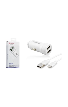 Genax Gnx016 Lıghtnıng 2usb Araç Şarj Adaptörü Set 3.2a 15w Beyaz Genax Gnx016 Lıghtnıng 2usb Araç Şarj Adaptörü Set 3.2a 15w Beyaz