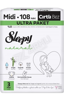 3 Adet Sleepy Natural Ultra Bebek Bezi Midi 108'li