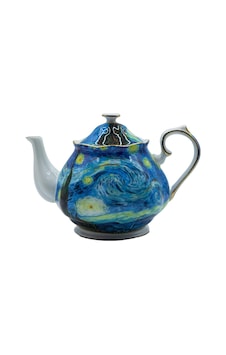 Vintage Porselen Çaydanlık, Kemik Porselen, Kapaklı, Filtreli Mavi Vintage Porselen Çaydanlık, Kemik Porselen, Kapaklı, Filtreli Mavi