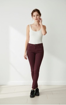 Skinny Kalıp Kadın Pantolon-byn-36000 Bordo Skinny Kalıp Kadın Pantolon-byn-36000 Bordo