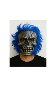Wild Skull - Gümüş Kafatası Mavi Saçlı İskelet Maske Bx40 Diğer Wild Skull - Gümüş Kafatası Mavi Saçlı İskelet Maske Bx40 Diğer