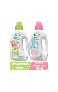 Uni Baby Çamaşır Deterjanı Sensitive 1500ml+yumuşatıcı 1500ml Hassas/hipoalerjenik Karma -2 Li Set 100 ML