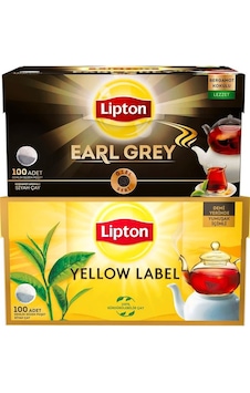 Lipton Yellow Label Siyah 100 'lü + Earl Grey Bergamot Aromalı Siyah Demlik Poşet Çay 100'lü Lipton Yellow Label Siyah 100 'lü + Earl Grey Bergamot Aromalı Siyah Demlik Poşet Çay 100'lü
