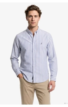 Nautica Erkek Mavi Regular Fit Çizgili Gömlek-24791