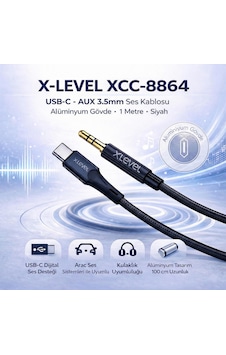 X-level Xcc-8864 Usb-c To Aux 3.5mm Ses Kablosu Aliminyum 1 Metre Siyah X-level Xcc-8864 Usb-c To Aux 3.5mm Ses Kablosu Aliminyum 1 Metre Siyah