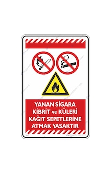 Yanan Sigara Kibrit Ve Külleri Kağıt Sepetlerine Atmak Yasaktır (546109426)