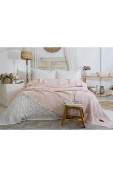 Şaheser Home Collection Müslin Yatak Örtüsü Çift Kişilik Pamela Pudra Çok Renkli