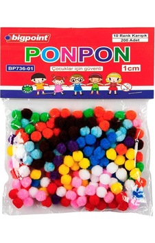 10 Farklı Renkte Bigpoint Marka 1 Cm Ponpon 200 Adet