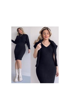 Flex Fashıon Triko Kumaş Elbise Kazak 2 Li Takım Siyah - 900818575 Siyah - 900818575 Siyah Flex Fashıon Triko Kumaş Elbise Kazak 2 Li Takım Siyah - 900818575 Siyah - 900818575 Siyah