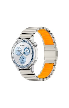 Huawei Watch Gt2 46mm Uyumlu Kordon Metal Kasa Silikon İç Kısım Tasarım Gümüş-turuncu Huawei Watch Gt2 46mm Uyumlu Kordon Metal Kasa Silikon İç Kısım Tasarım Gümüş-turuncu