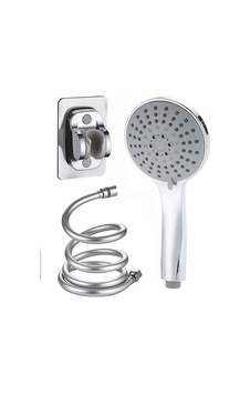 5 Fonksiyonlu Büyük Boy Krom Duş Başlığı 150cm Pvc Hortumlu Yapış Beyaz