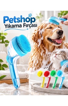 Lexroo Köpek Ve Kedi Yıkama Fırçası Şampuan Bölmeli Silikon Uçlu