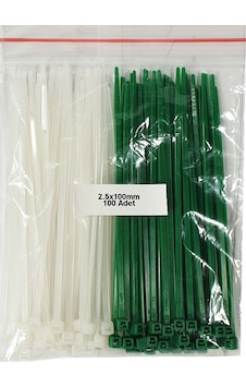 Plastik Kablo Bağı Beyaz - Yeşil 2,5 x 100 mm Cırt Kelepçe 100 Adet Plastik Kablo Bağı Beyaz - Yeşil 2,5 x 100 mm Cırt Kelepçe 100 Adet