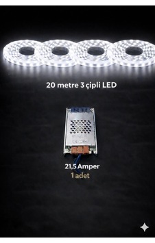 3 Çipli 20 Metre Let + Trafo Beyaz