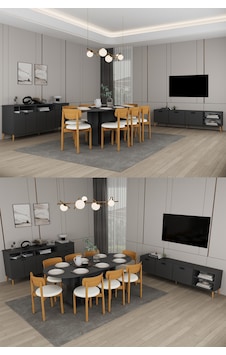 Lüks Yemek Odası Takımı 3 Parça %100 Mdf Konsol Yemek Masası Tv Ünitesi Yt02 Antrasit Lüks Yemek Odası Takımı 3 Parça %100 Mdf Konsol Yemek Masası Tv Ünitesi Yt02 Antrasit