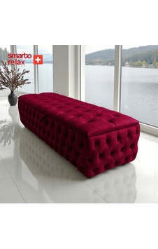 Smarto Relax Puf Saas-fee Sandıklı Ayaksız Kapitoneli Dekoratif 110x45x40 Cm Kırmızı Kırmızı Smarto Relax Puf Saas-fee Sandıklı Ayaksız Kapitoneli Dekoratif 110x45x40 Cm Kırmızı Kırmızı