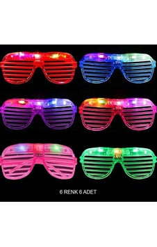Hubrendy Cer Işıklı Panjur Şeritli Led Parti Gözlüğü 6 Renk 6 Lı Set Hubrendy Cer Işıklı Panjur Şeritli Led Parti Gözlüğü 6 Renk 6 Lı Set