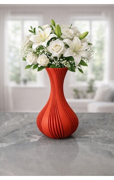3d Tasarım Dekoratif Vazo 21 Cm Kırmızı 3d Tasarım Dekoratif Vazo 21 Cm Kırmızı